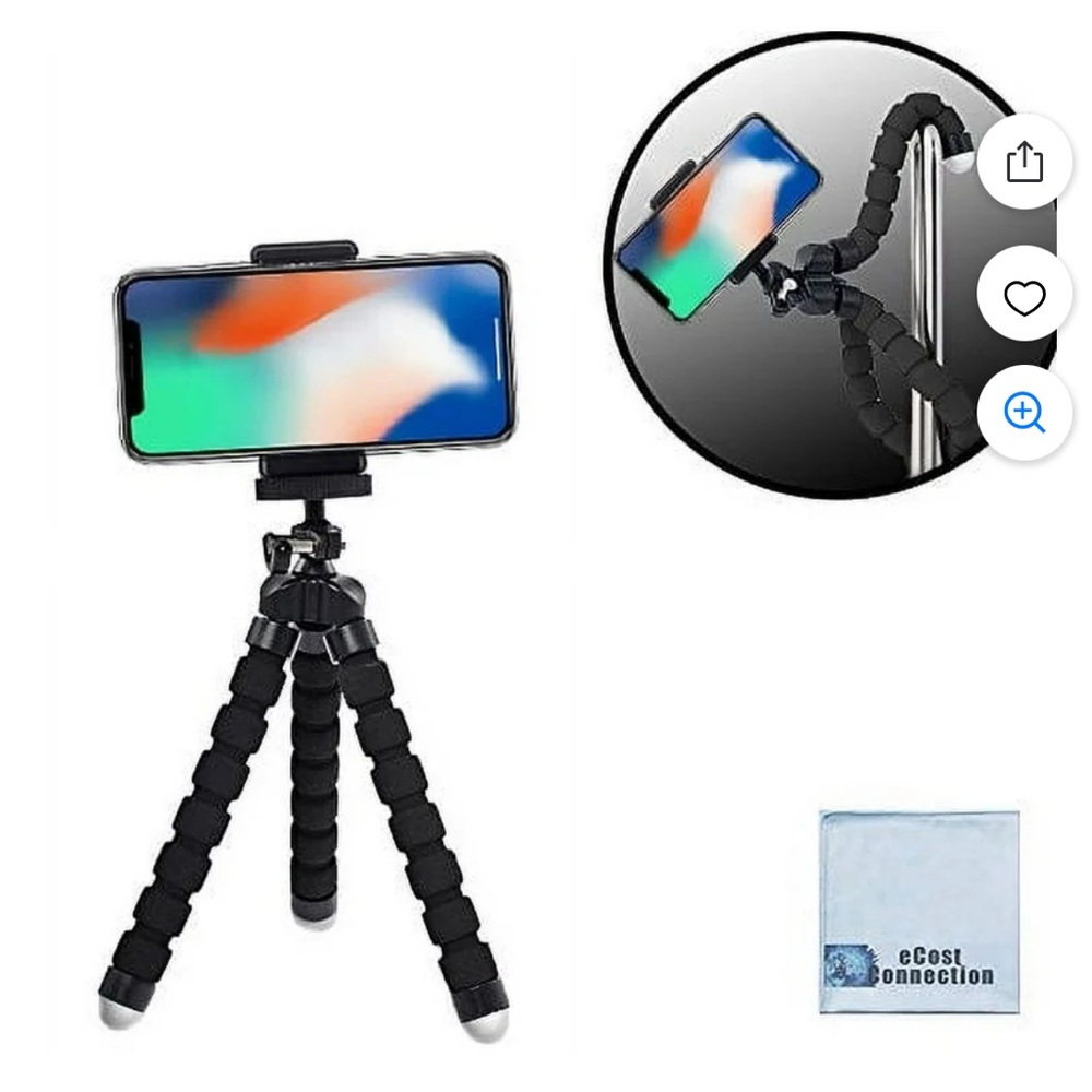 6.5" inch Flexible Tripod With Universal Mount for Smartphones - Picture 2 of 3